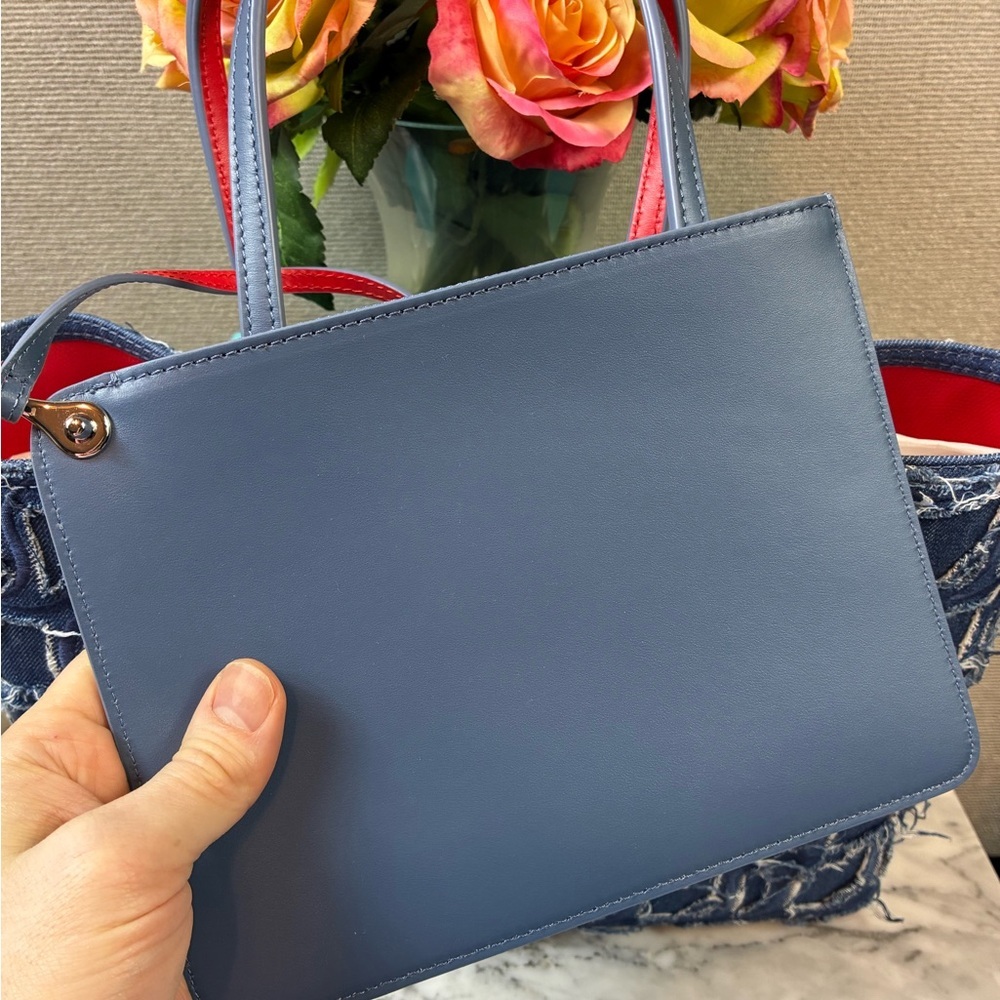 Christian Louboutin Blue Denim Tote with Red Lining NWOT. Posh Authenticated. - Picture 2 of 13